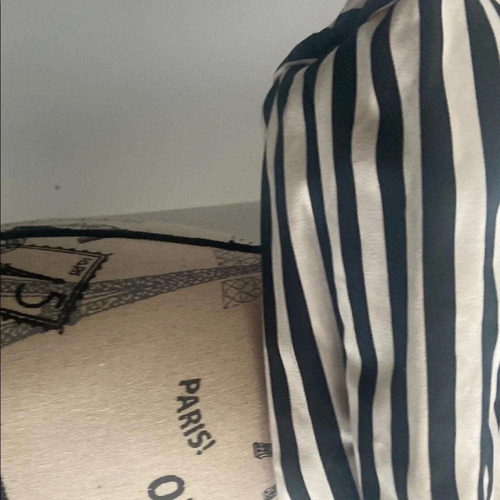 Victoria's Secret Black and Pink Striped Tote Bag